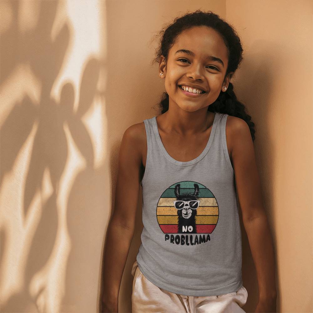 No Probllama Kids Tank Top, Funny Llama Shirt