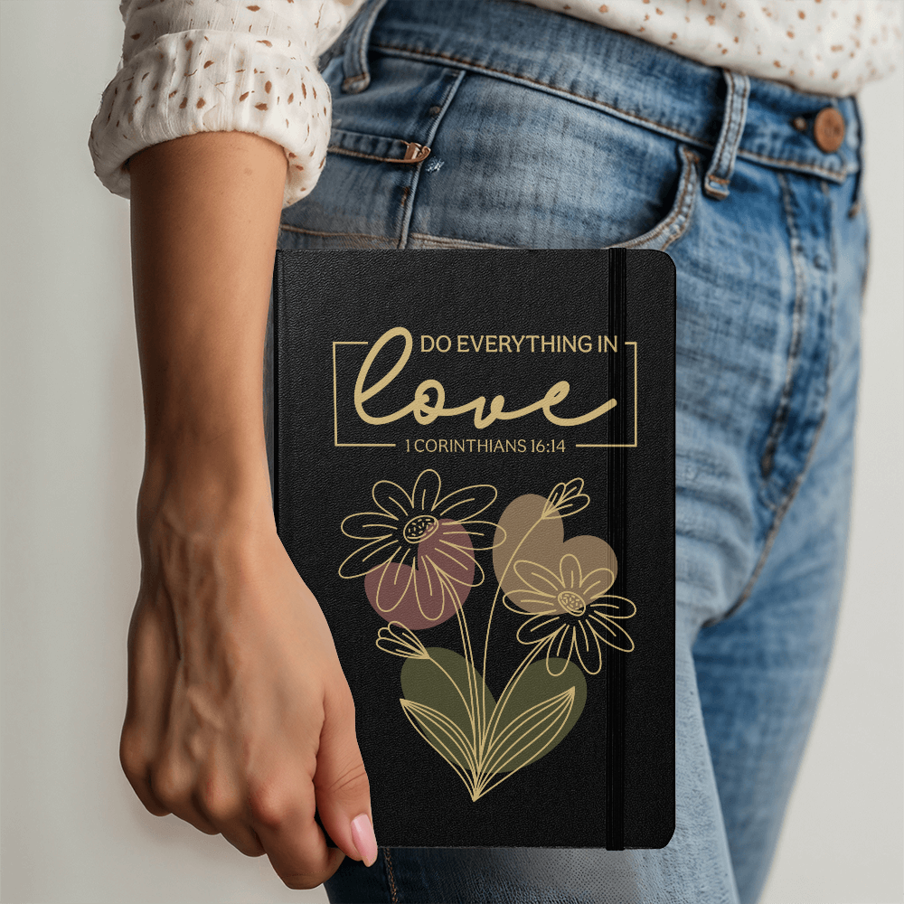 Do Everything In Love - Leather Bound Journal, Black