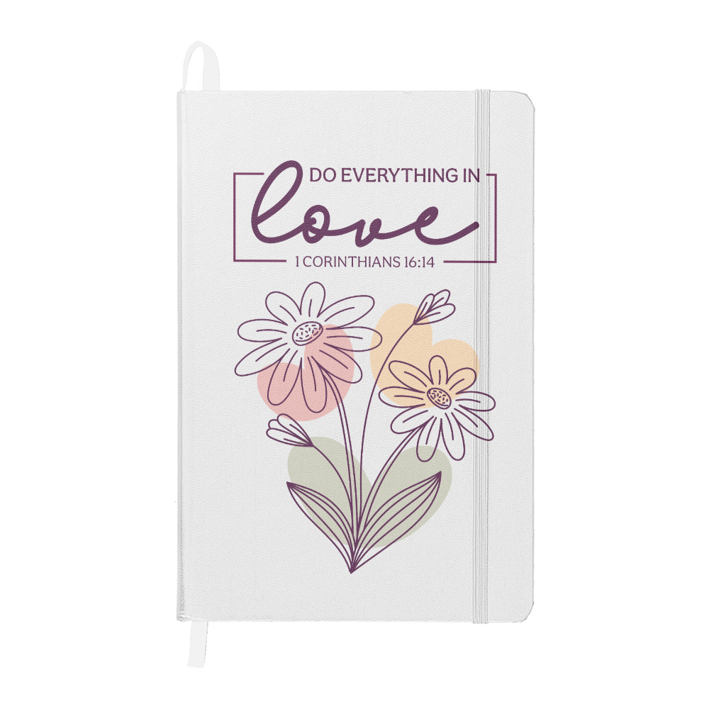 Do Everything In Love - Leather Bound Journal, White