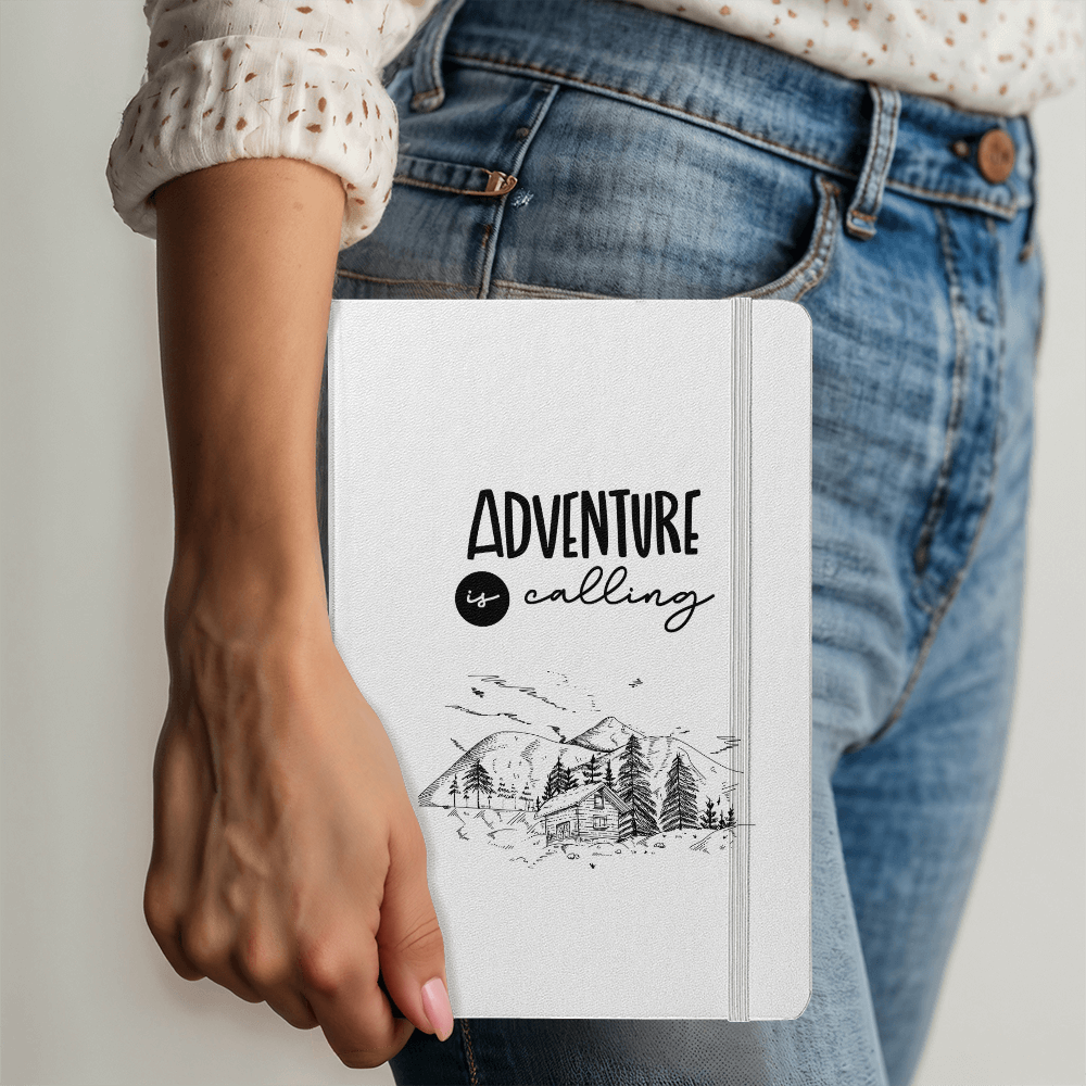 Adventure Is Calling - Leather Bound Journal, White