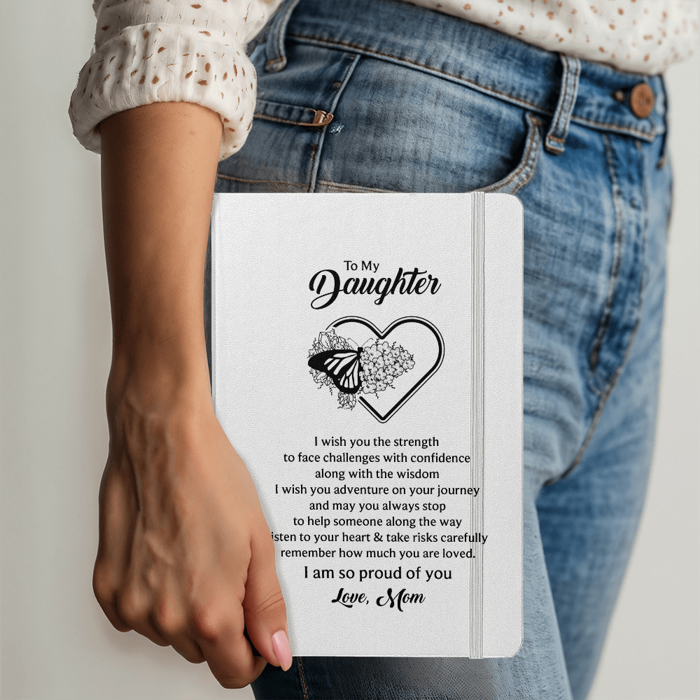 To My Daughter, I Wish You The Strength - Leather Bound Journal, White