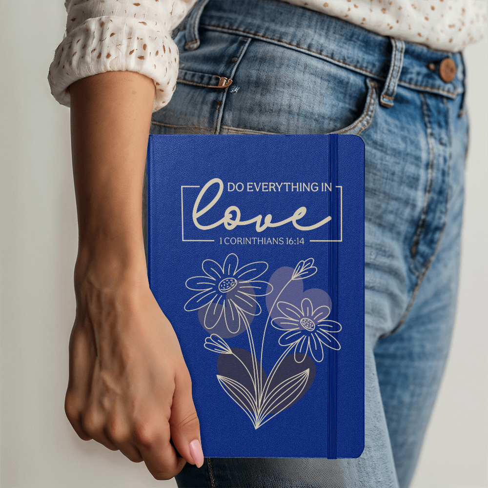 Do Everything In Love - Leather Bound Journal, Blue