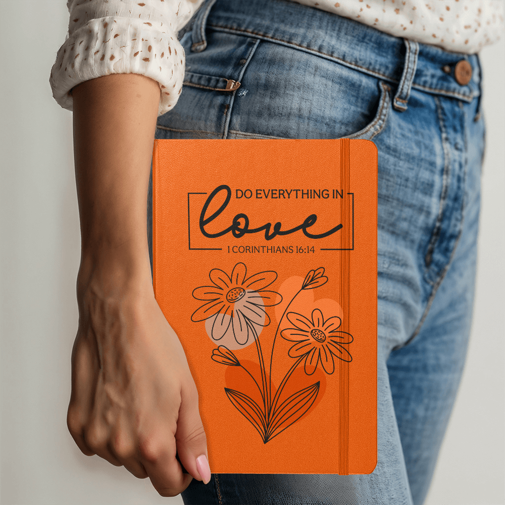 Do Everything In Love - Leather Bound Journal, Orange