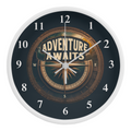 Adventure Awaits Compass Wooden Frame Clock