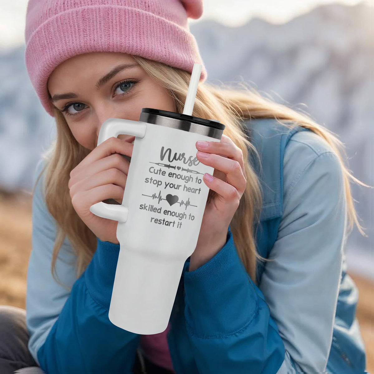 Nurse, Cute Enough To Stop Your Heart — Pinnacle 40oz Tumbler