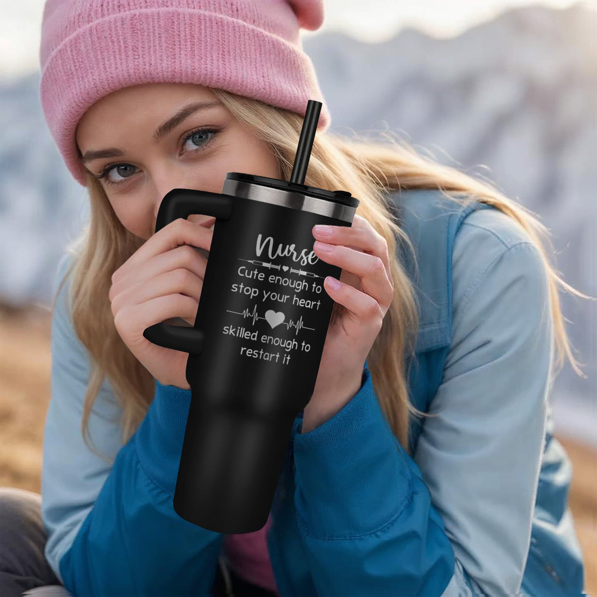 Nurse, Cute Enough To Stop Your Heart — Pinnacle 40oz Tumbler