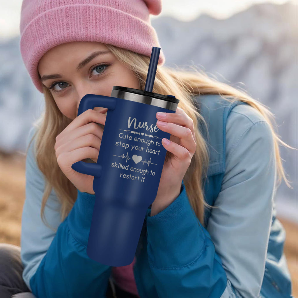 Nurse, Cute Enough To Stop Your Heart — Pinnacle 40oz Tumbler