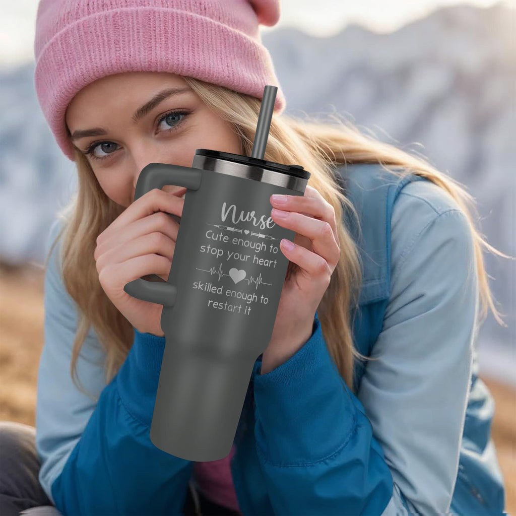 Nurse, Cute Enough To Stop Your Heart — Pinnacle 40oz Tumbler