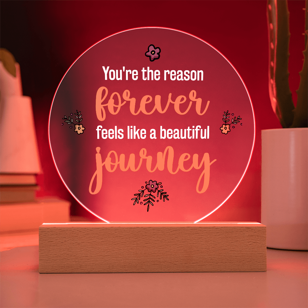 Forever Feels Like A Beautiful Journey Acrylic Circle Plaque - Anniversary Gift for Wife