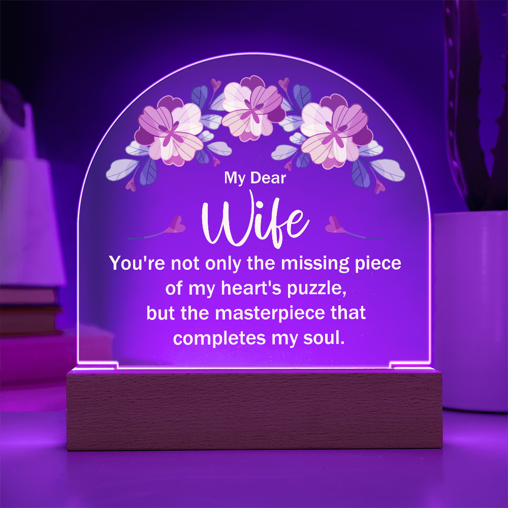 My Dear Wife My Heart's Puzzle Acrylic Dome Plaque - Anniversary Gift for Wife