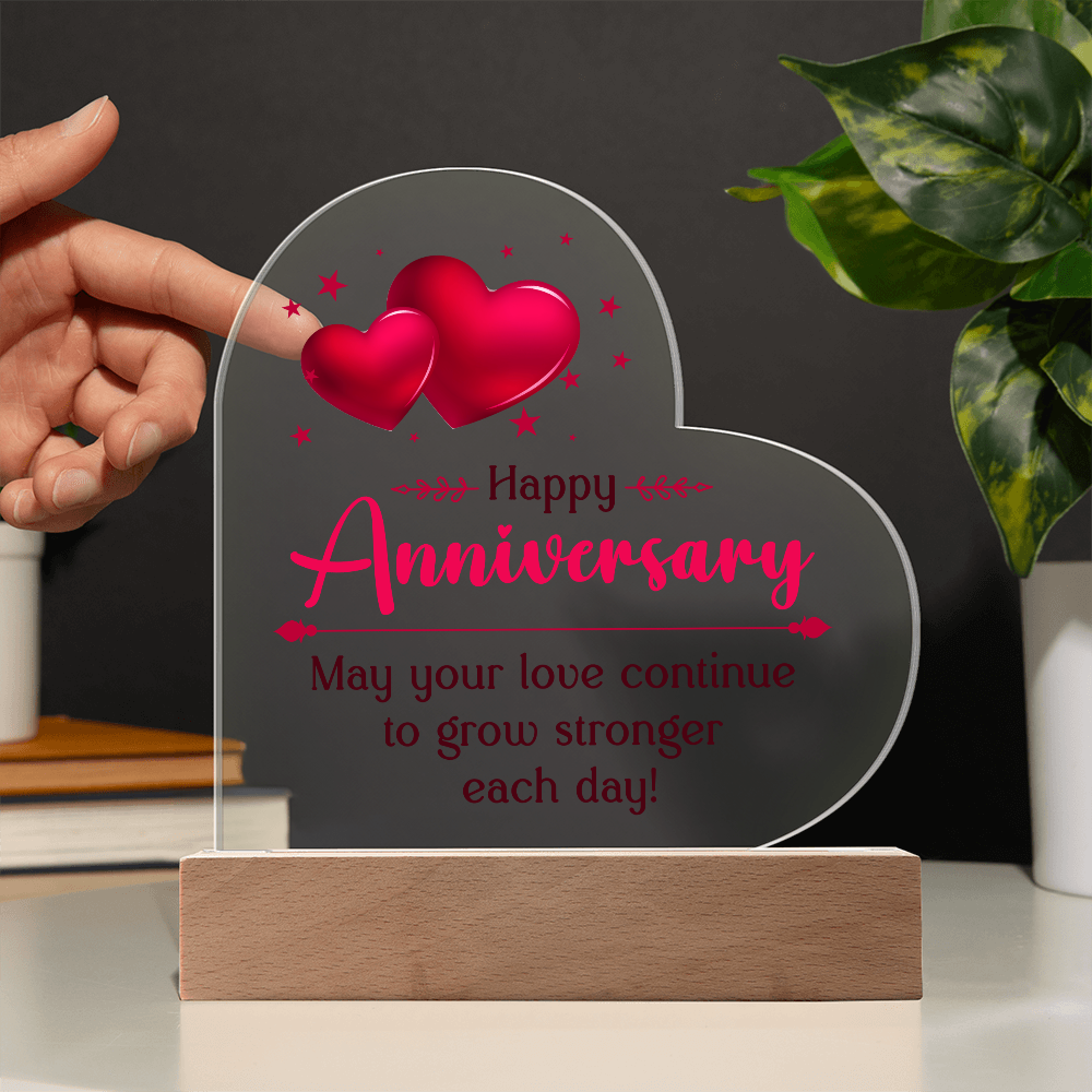 Happy Anniversary Acrylic Heart Plaque - Anniversary Gift for Wife