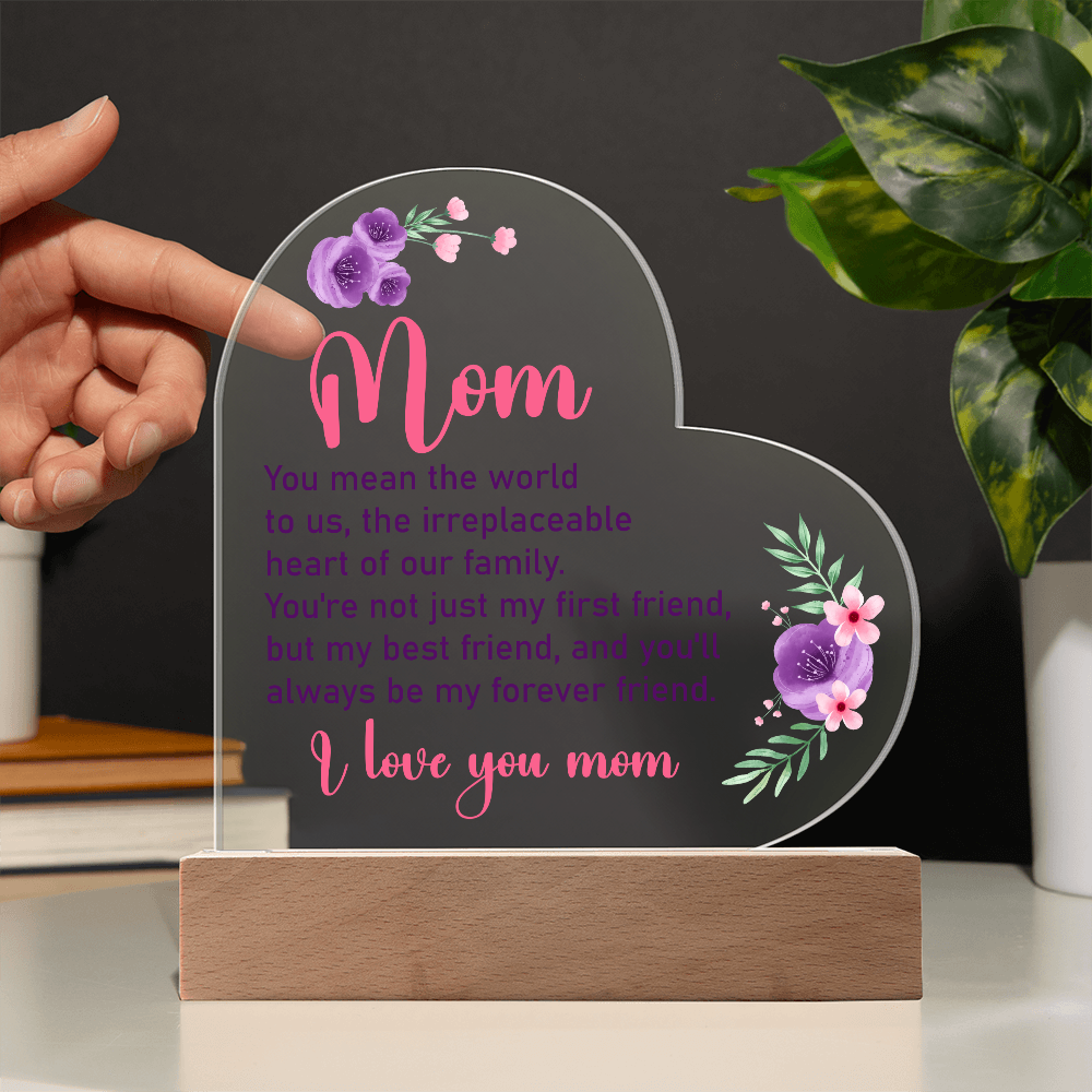 You Mean The World To Us Acrylic Heart Plaque - Mother's Day Gift
