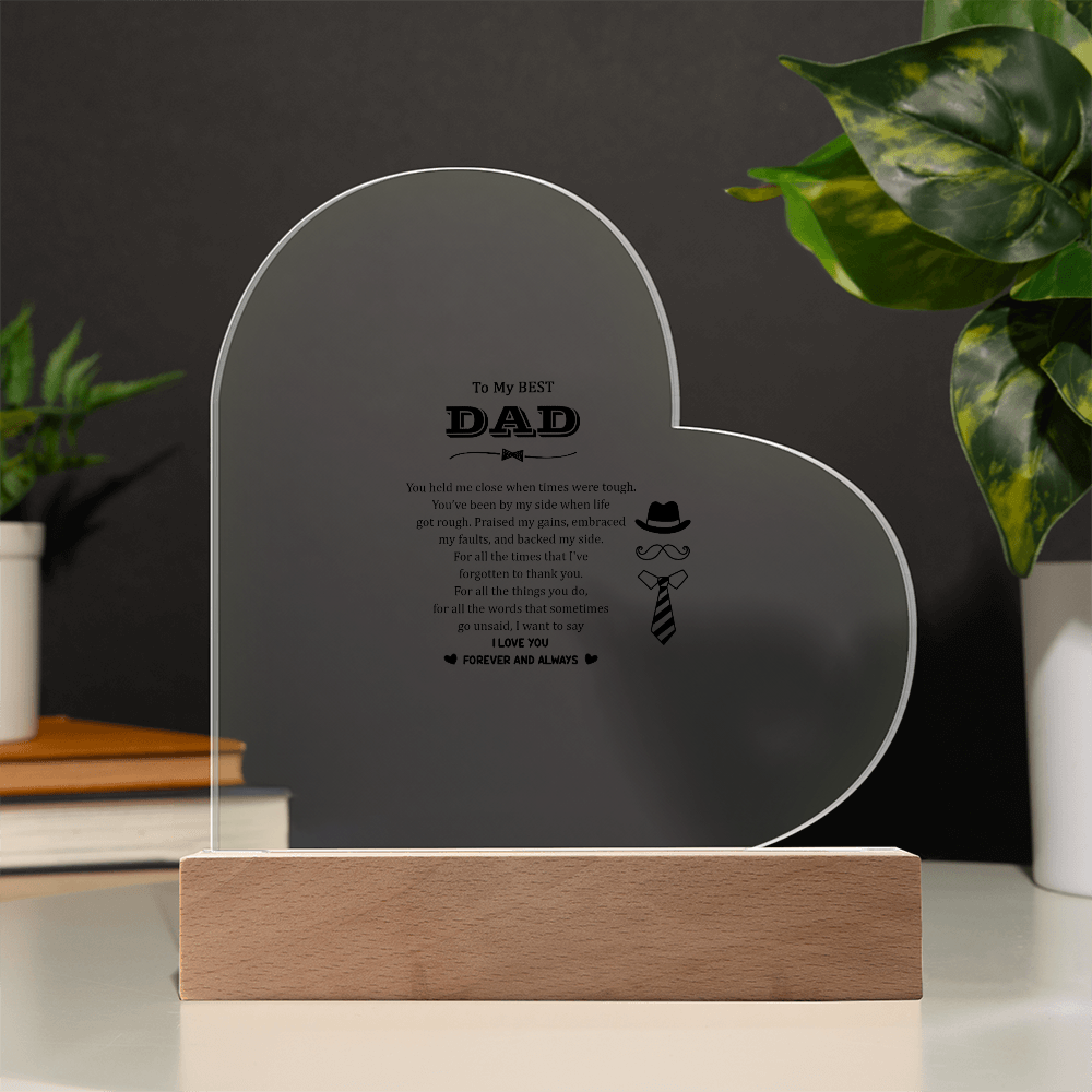 To My Best Dad Acrylic Heart Plaque - Father's Day Gift for Dad