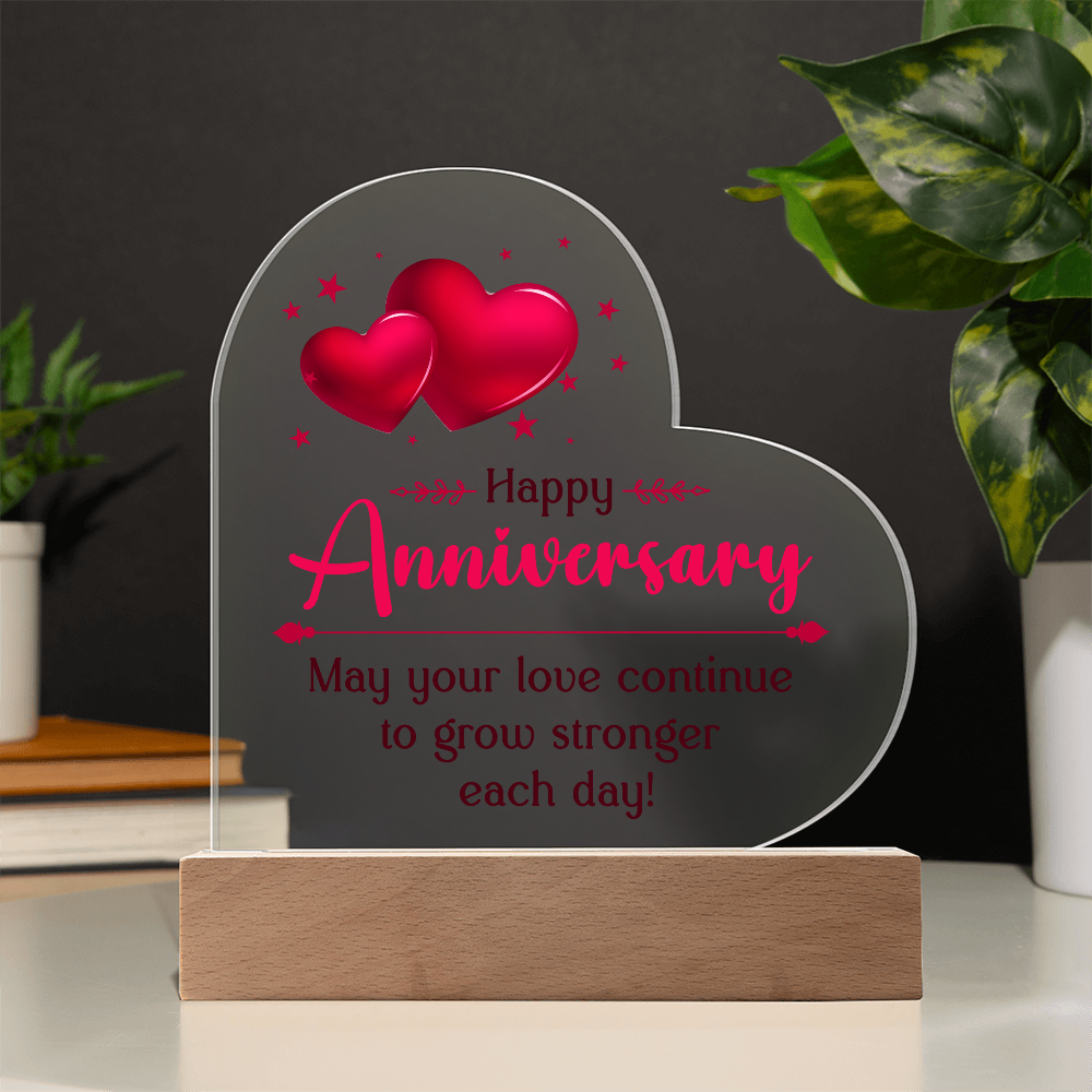 Happy Anniversary Acrylic Heart Plaque - Anniversary Gift for Wife
