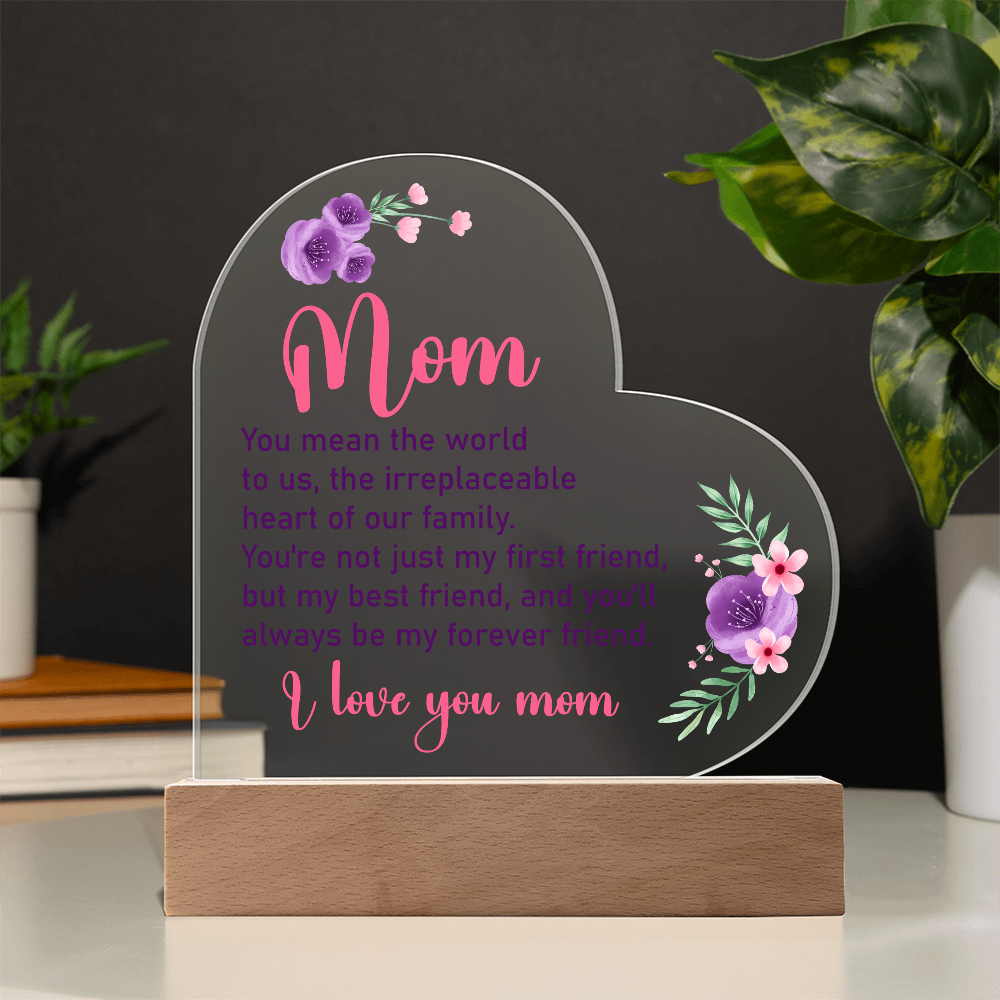 You Mean The World To Us Acrylic Heart Plaque - Mother's Day Gift