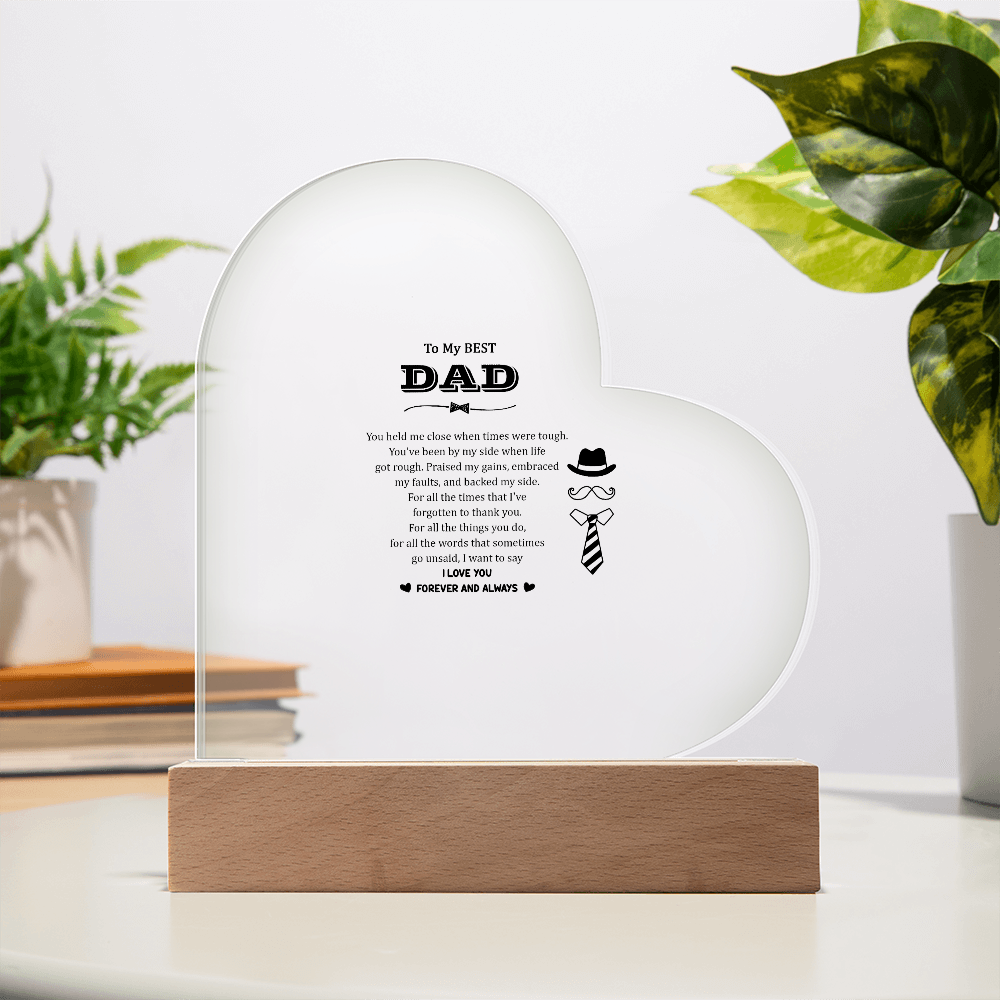 To My Best Dad Acrylic Heart Plaque - Father's Day Gift for Dad