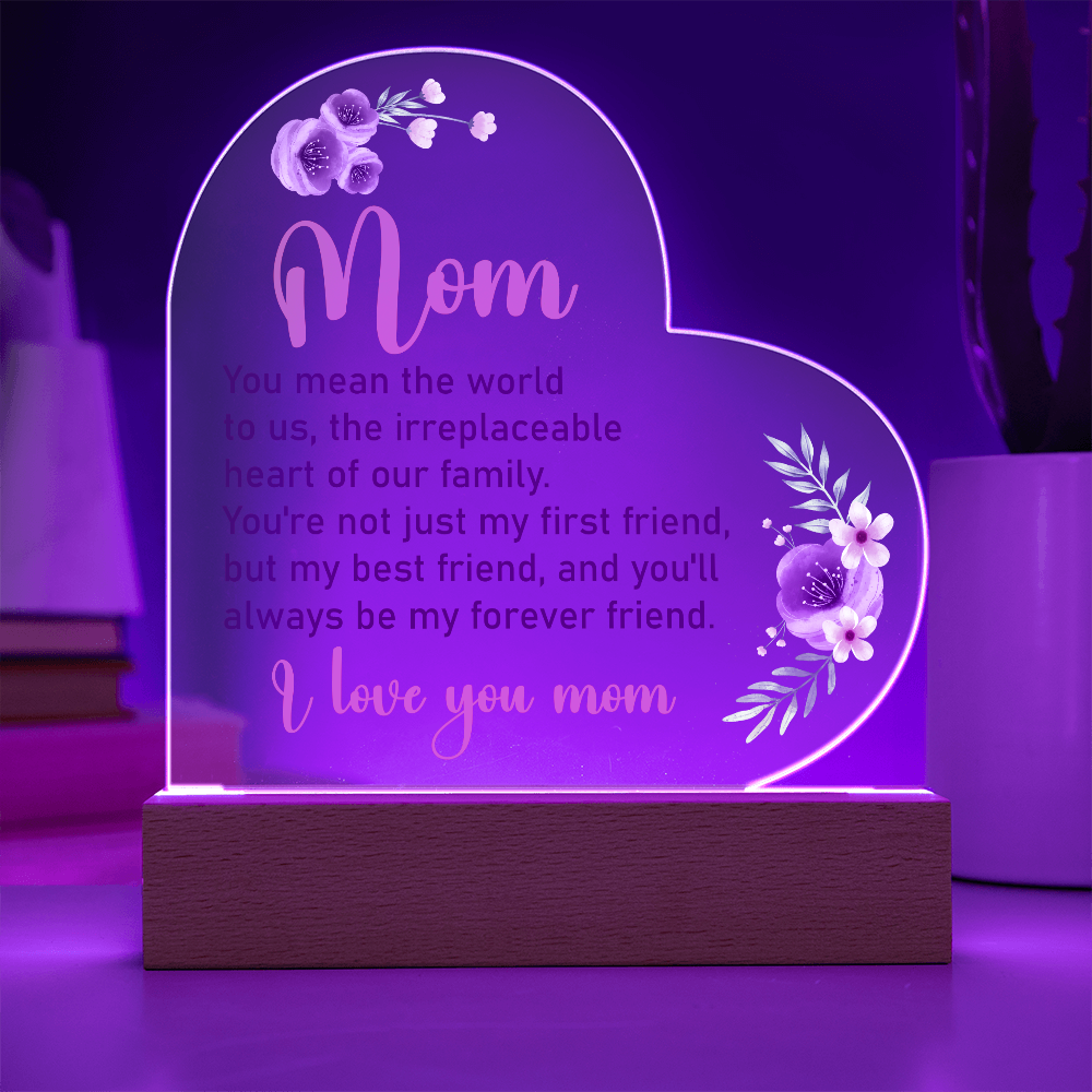 You Mean The World To Us Acrylic Heart Plaque - Mother's Day Gift