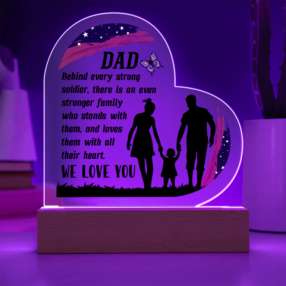 Behind Every Strong Soldier Acrylic Heart Plaque - Patriotic Home Decor Gift