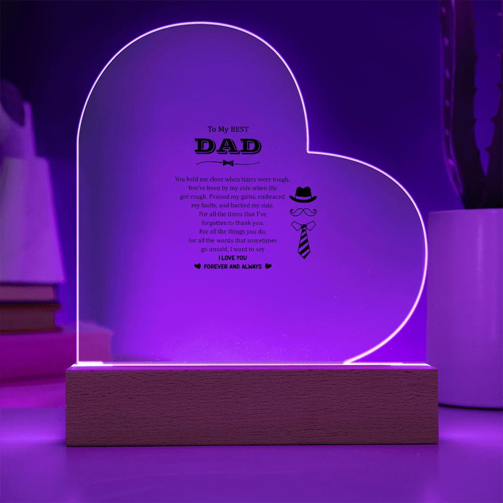 To My Best Dad Acrylic Heart Plaque - Father's Day Gift for Dad