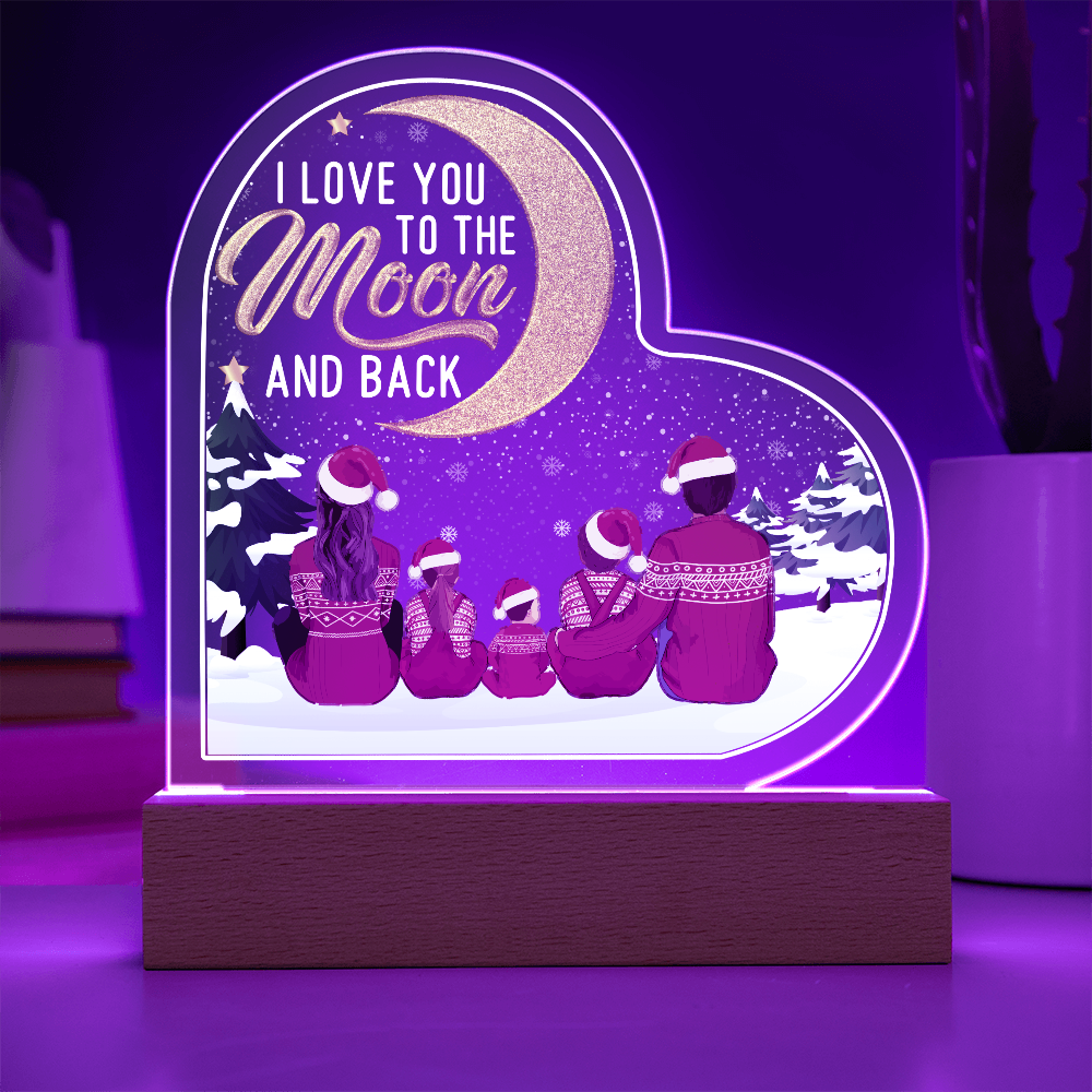 I Love You To The Moon And Back Acrylic Heart Plaque - Anniversary Gift for Wife