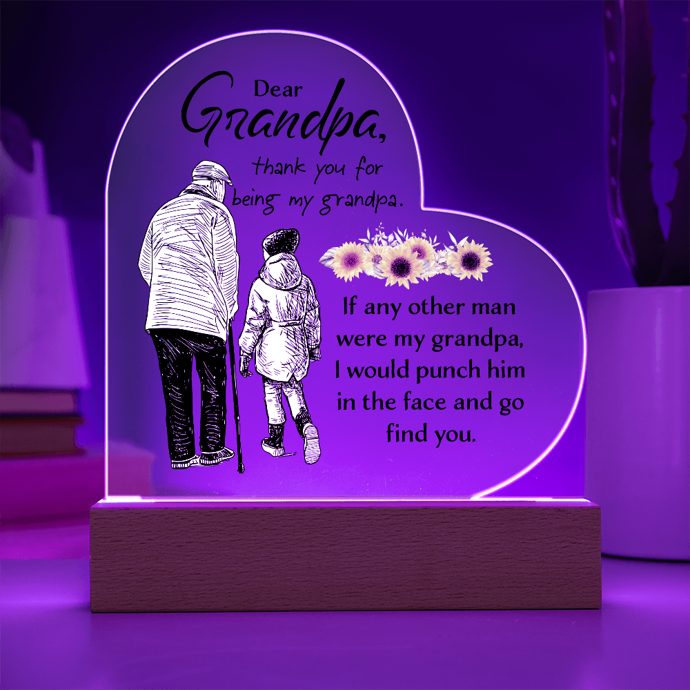 Dear Grandpa Thank You For Being My Grandpa Acrylic Heart Plaque - Father's Day Gift for Dad