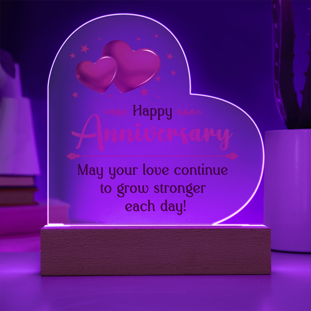 Happy Anniversary Acrylic Heart Plaque - Anniversary Gift for Wife