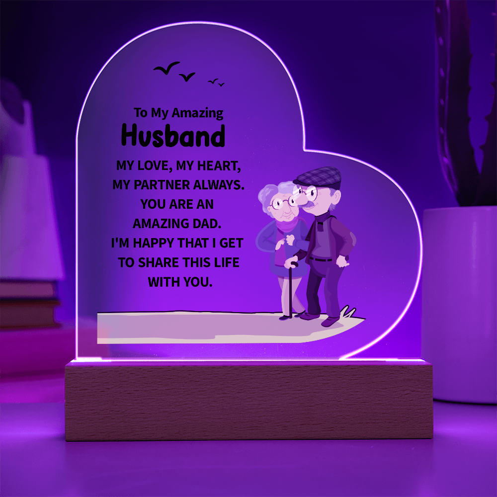 To My Amazing Husband Acrylic Heart Plaque - Gift for Husband