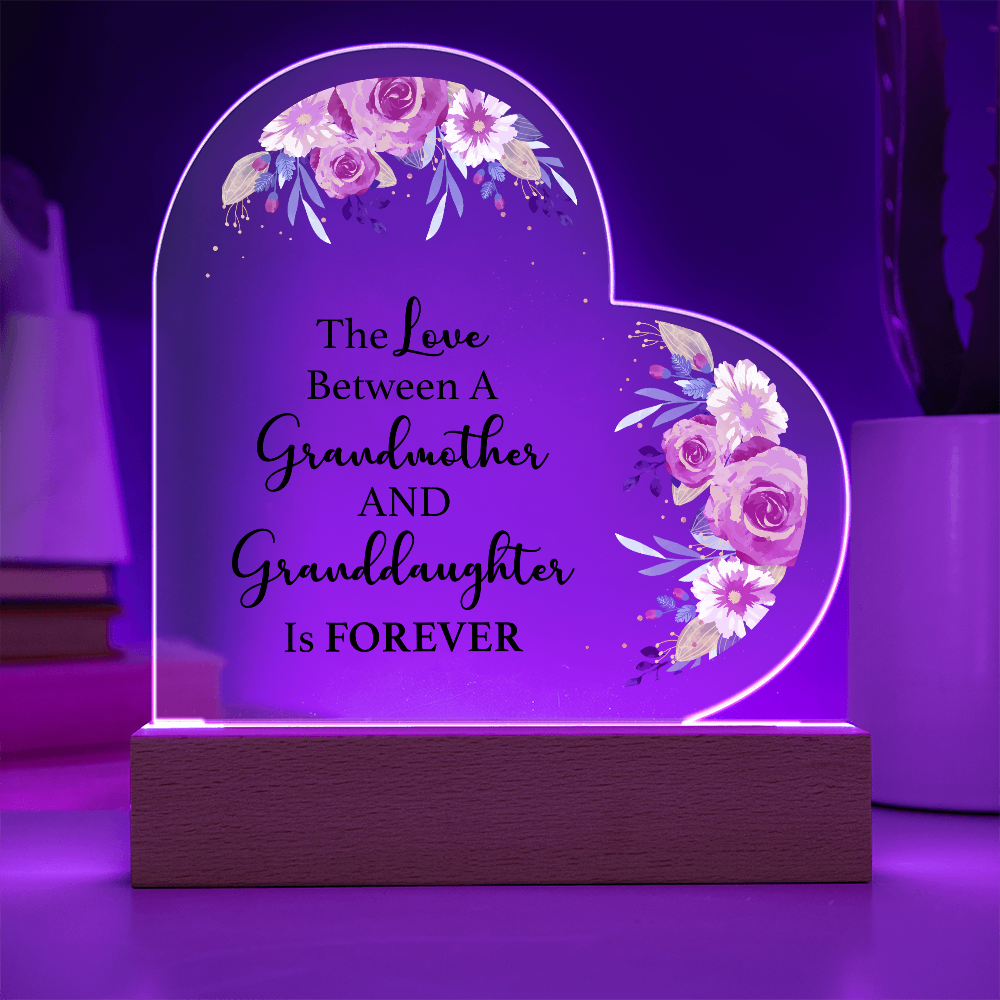 The Love Between A Grandmother And Granddaughter Acrylic Heart Plaque - Gift for Grandma