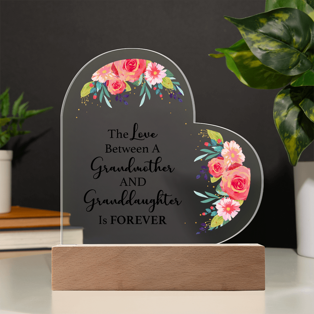 The Love Between A Grandmother And Granddaughter Acrylic Heart Plaque - Gift for Grandma
