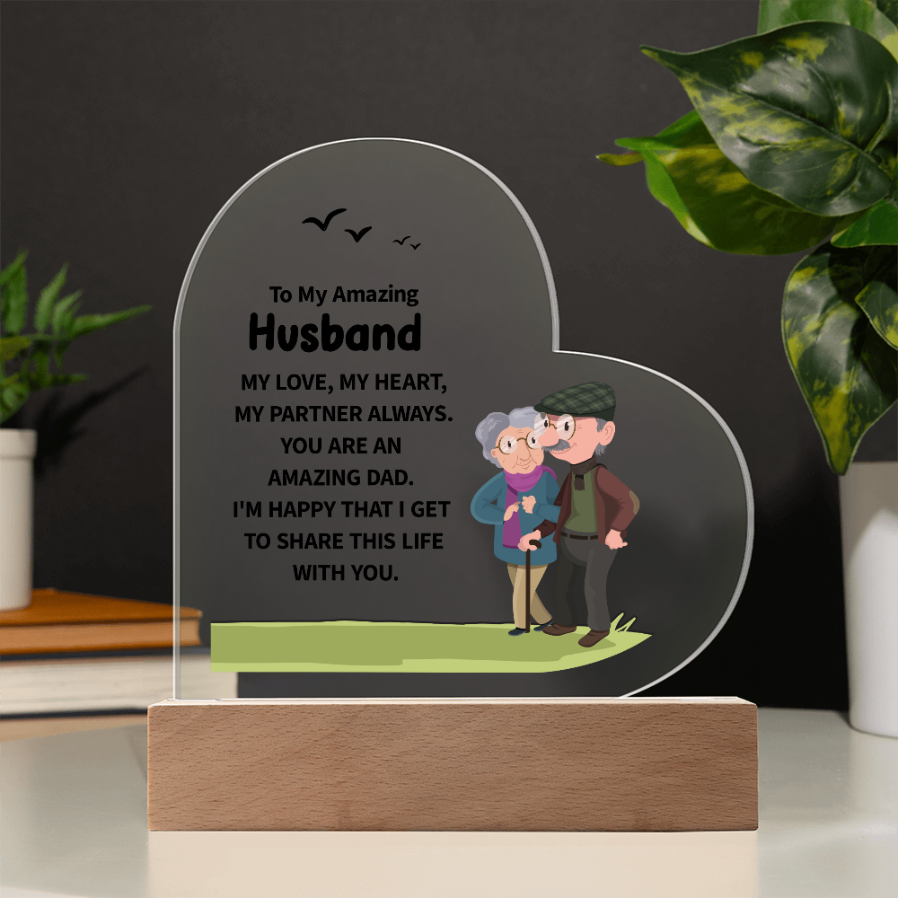 To My Amazing Husband Acrylic Heart Plaque - Gift for Husband