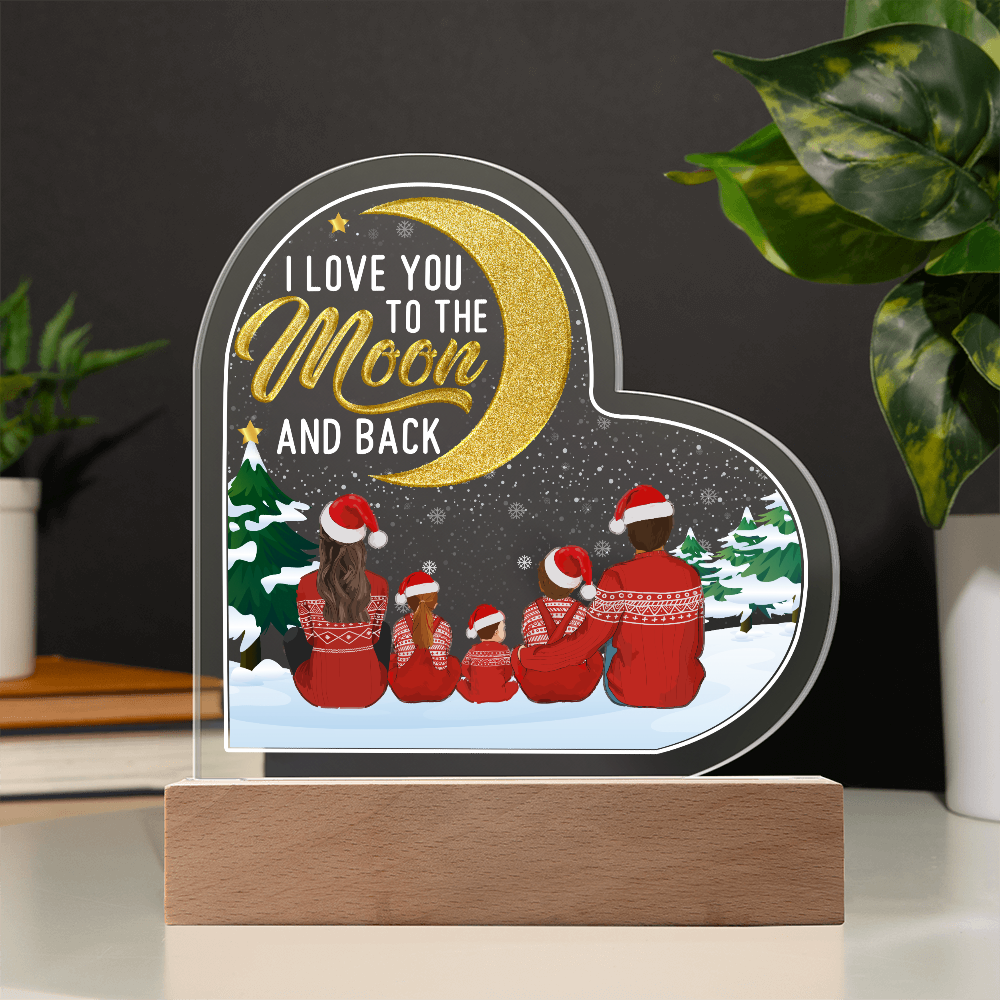 I Love You To The Moon And Back Acrylic Heart Plaque - Anniversary Gift for Wife