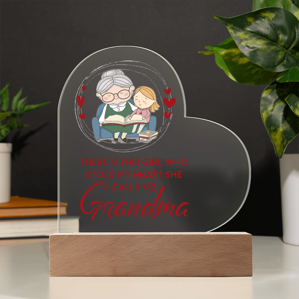There's This Girl Who Stole My Heart Acrylic Heart Plaque - Gift for Grandma