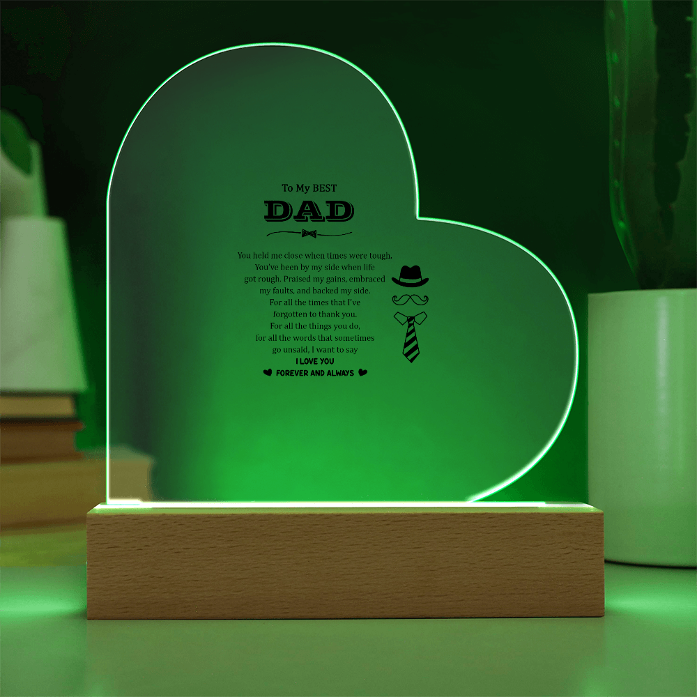 To My Best Dad Acrylic Heart Plaque - Father's Day Gift for Dad