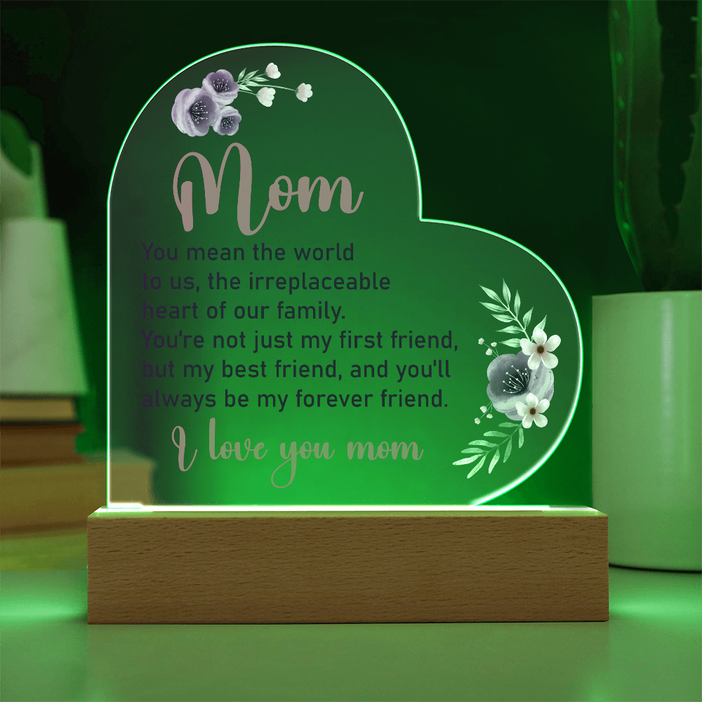You Mean The World To Us Acrylic Heart Plaque - Mother's Day Gift