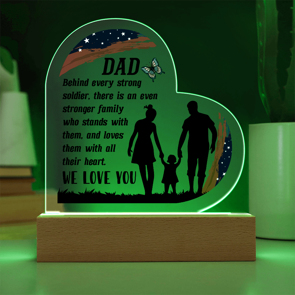 Behind Every Strong Soldier Acrylic Heart Plaque - Patriotic Home Decor Gift