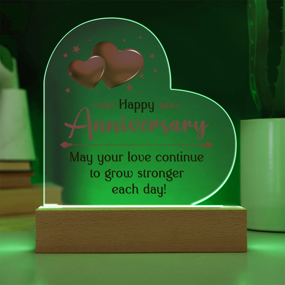 Happy Anniversary Acrylic Heart Plaque - Anniversary Gift for Wife