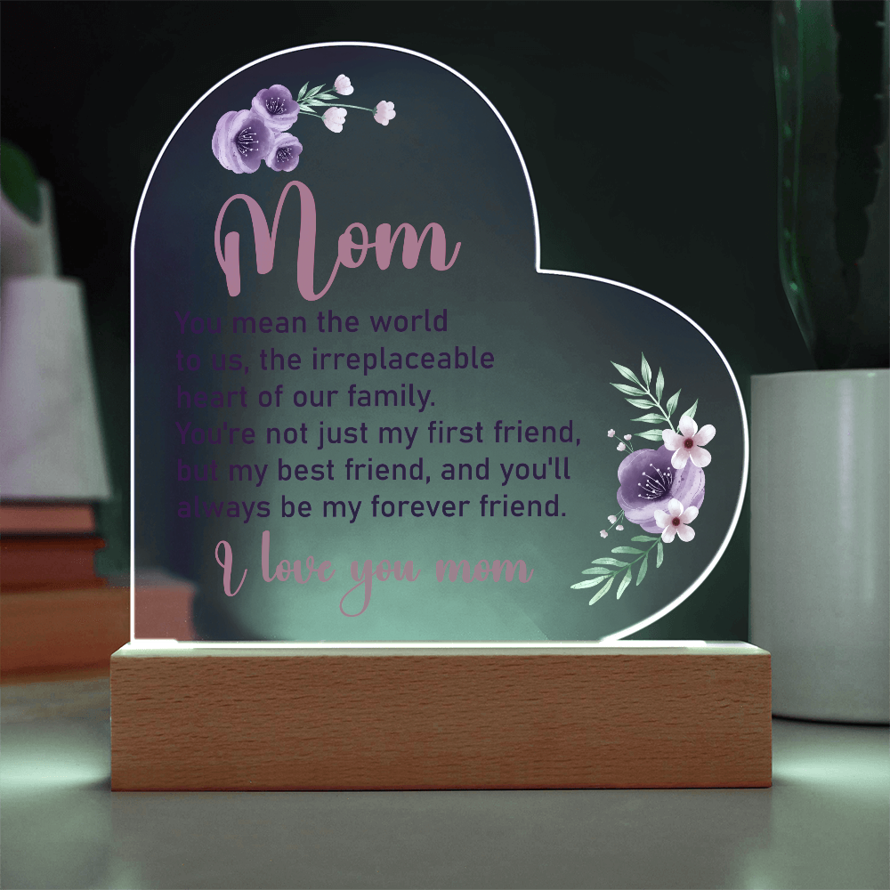 You Mean The World To Us Acrylic Heart Plaque - Mother's Day Gift