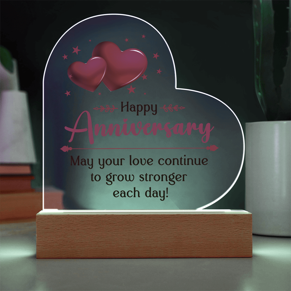 Happy Anniversary Acrylic Heart Plaque - Anniversary Gift for Wife