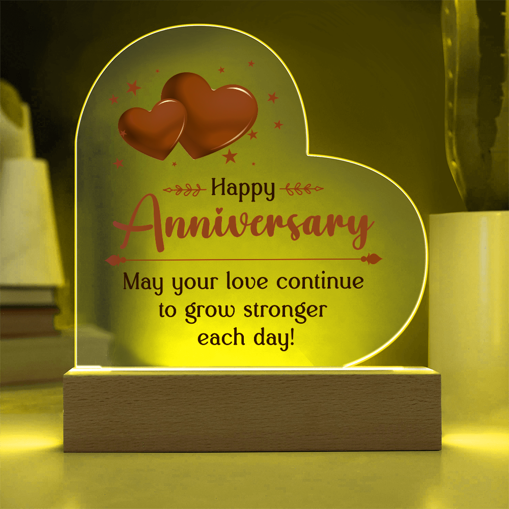 Happy Anniversary Acrylic Heart Plaque - Anniversary Gift for Wife