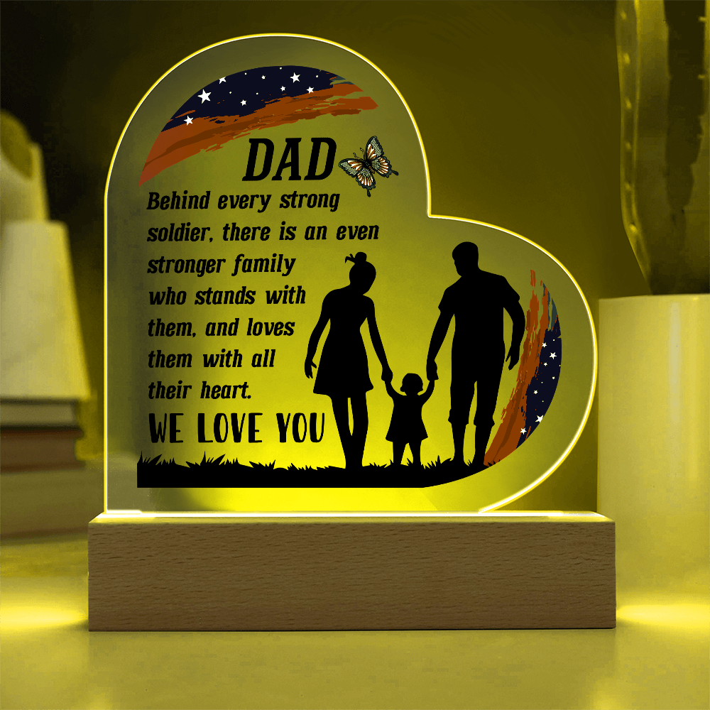 Behind Every Strong Soldier Acrylic Heart Plaque - Patriotic Home Decor Gift
