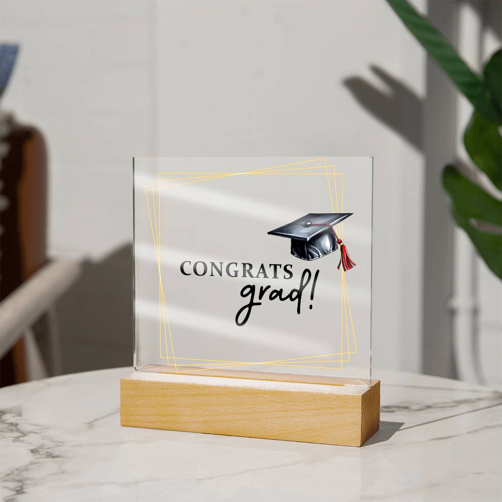 Congrats Grad Acrylic Square Plaque - Graduation Gift