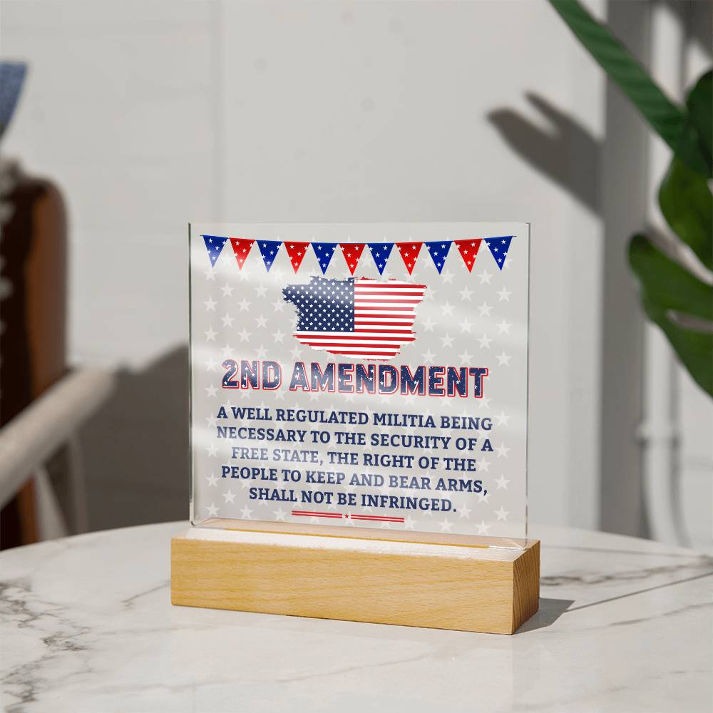 2nd Amendment Acrylic Square Plaque - Patriotic Home Decor Gift