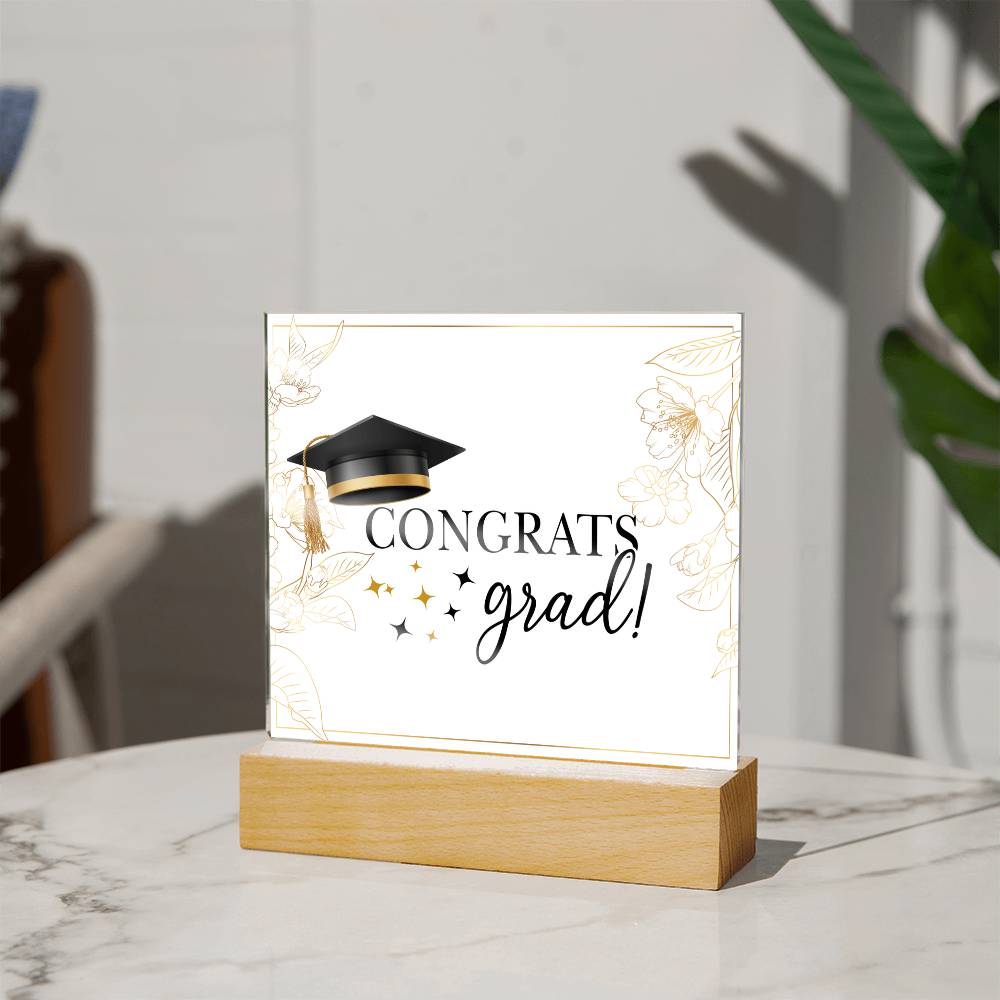 Congrats Grad Acrylic Square Plaque - Graduation Gift
