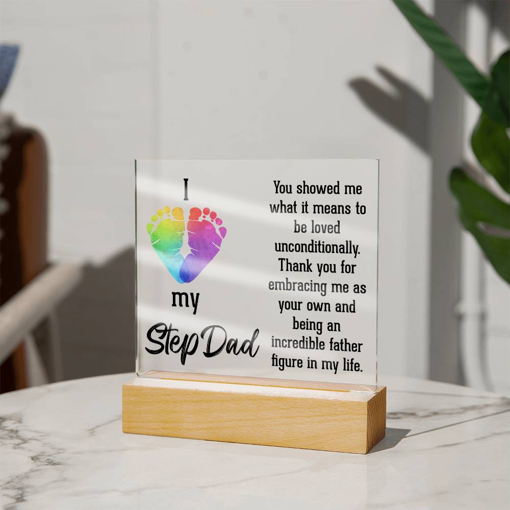 I Love My Step Dad Acrylic Square Plaque - Father's Day Gift for Step Dad