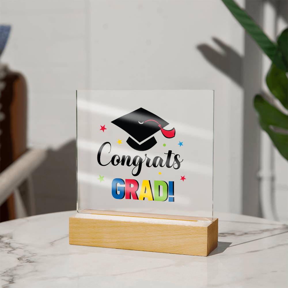 Congrats Grad Acrylic Square Plaque - Graduation Gift
