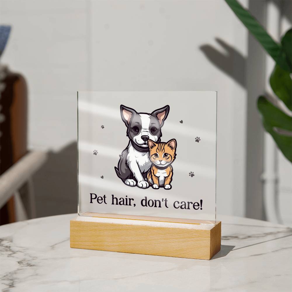 Pet Hair Don't Care Acrylic Square Plaque - Gift for Pet Lovers