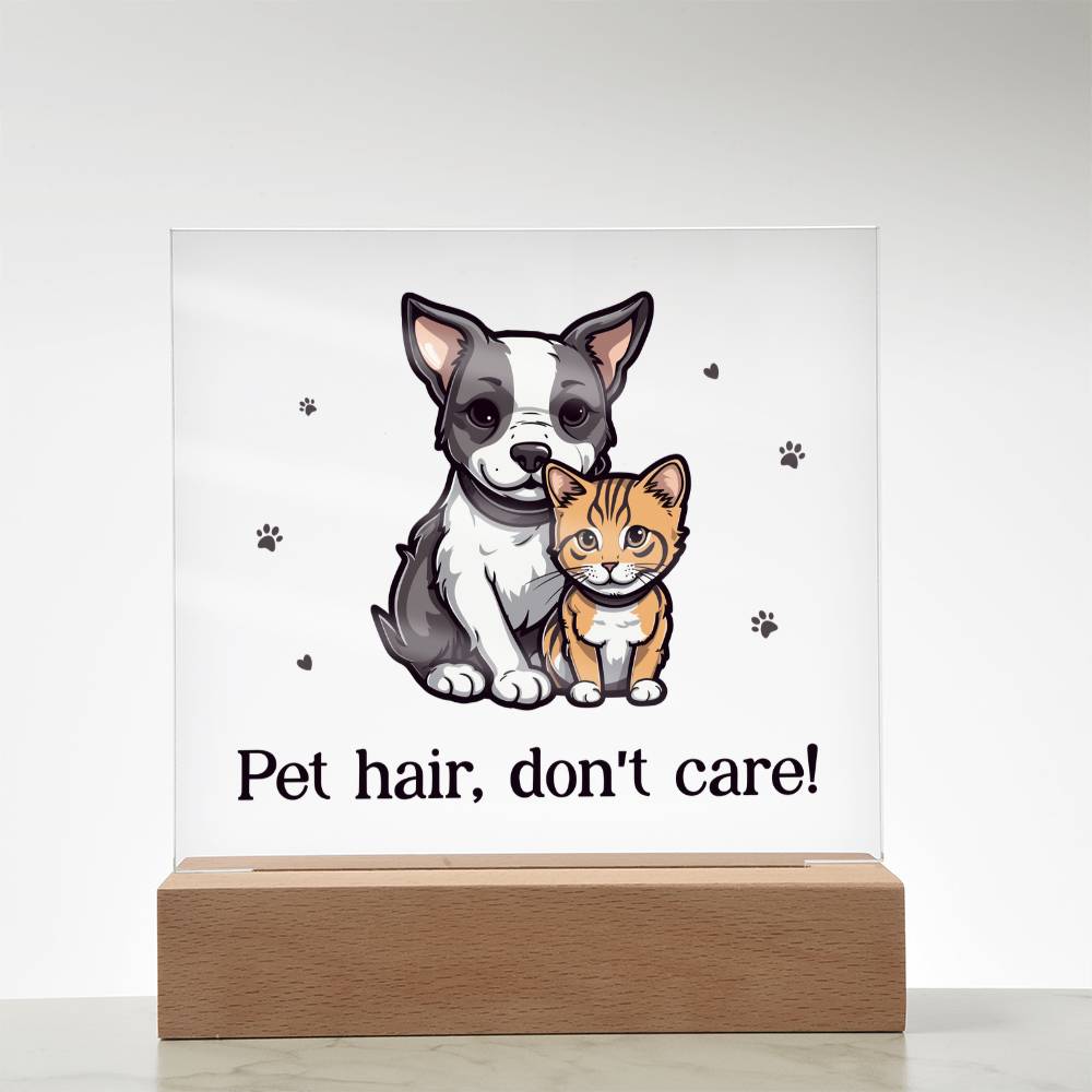 Pet Hair Don't Care Acrylic Square Plaque - Gift for Pet Lovers