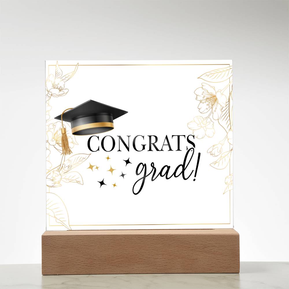 Congrats Grad Acrylic Square Plaque - Graduation Gift