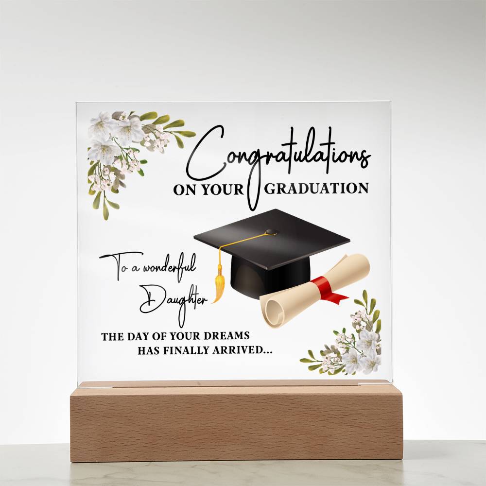 Congratulations Daughter Acrylic Square Plaque - Graduation Gift