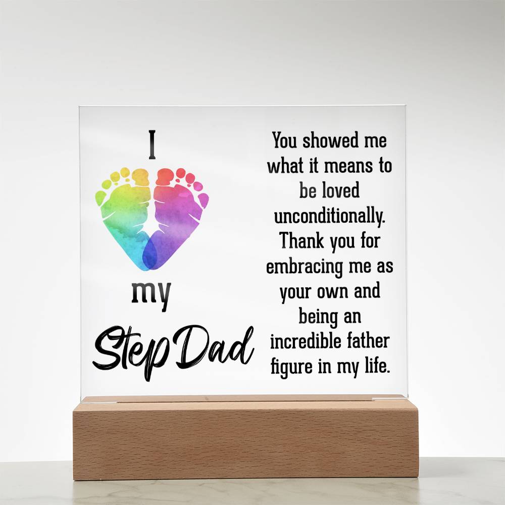 I Love My Step Dad Acrylic Square Plaque - Father's Day Gift for Step Dad